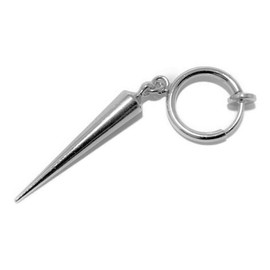 Akusetia Simple Spring Ring Earrings, Men's, Women's, Fake Earrings, Long Dagger, Silver, No Gemstone