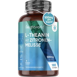 L-Theanine Amino Acid 400 mg - 180 Vegan Capsules for 6 Months Supply - Made without GMO and No Magnesium Stearate - Gluten Free & Natural Ingredients - Amino Acid L-Theanine - WeightWorld