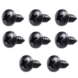 Runseaway 8PCS Black License Plate Screws-Phillips Pan Head, Self-Tapping Bolts M6-1.0 x 16mm, 304 Stainless Steel Rust Resistant Rear License Plate Fasteners