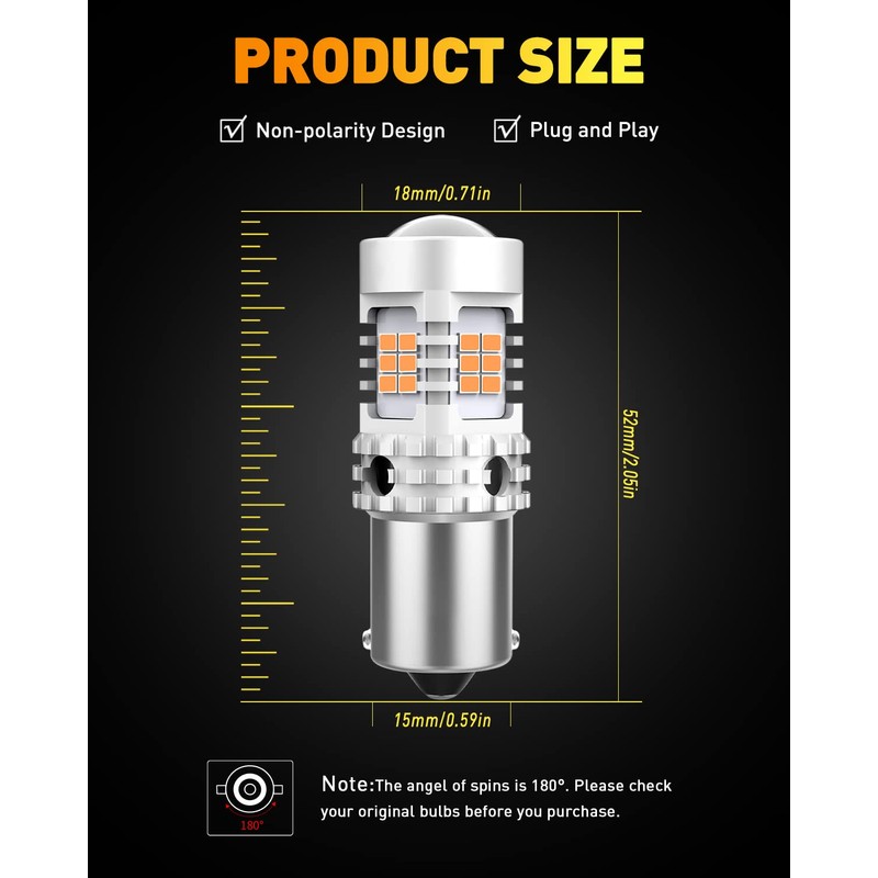 OXILAM BA15S 1156 LED Turn Signal Light Bulb CANBUS Error