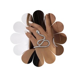 Allereyae Vintage Snake Bracelet Chain Punk Snake Bangle Bracelet Open Bangle Bracelet Silver Serpent Hand Bracelet Jewelry for Women (Silver)