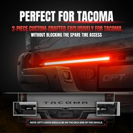 OPT7 Redline Parlux Triple Row LED Tailgate Light Bar for Tacoma w/Sequential Red Turn Signal - Weatherproof Rigid Aluminum Light Bars Compatible with Tacoma Truck 2nd/3rd Gen. 2005-2023