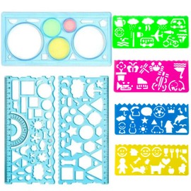 Copeflap Template Drafting Ruler Stencil Sheet Set of 7 Design Ruler Circle Illustration Wavy Line (Blue)