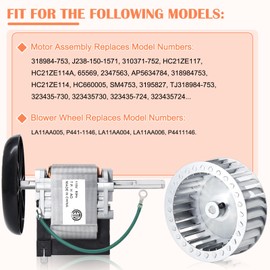 Hiorucet 318984-753 Inducer Motor Assembly with HC21ZE114A Furnace Motor and LA11AA005 Blower Wheel for Jakel, Carrier, Payne, Bryant Furnace, J238-150-1571, 310371-752, HC21ZE117, 65569, 318984753.