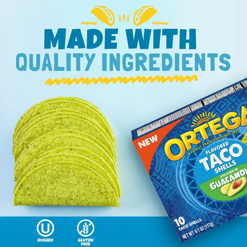 Ortega Guacamole Taco Shells, 4.1 Ounce, 10 Shells (Pack of