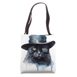 Detective Hat, Cat Detective In Noir Style Hat, Noir Cat Tote Bag