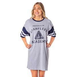 INTIMO Womens Star Trek Property Of Starfleet Academy Varsity Football Tee Nightgown Night Pajama Shirt (XXXL) Grey