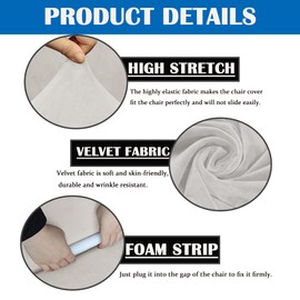 GAWEKIQE Curved Short Back White Armless Accent Chair Slipcover Velvet Upholstered Side Dining Room Chair Cover for Home Decor Living Room Ceremony Set of 2