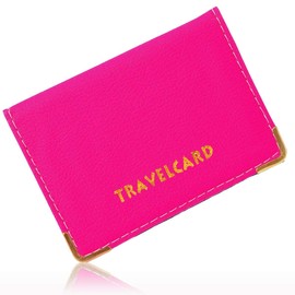 Lizzy PU Leather Travel Card | Plain & Polka Dot Unisex Credit Card ID Card Bus & Rail Pass Bank Oyster Pocket Wallet Case Holders (Hot Pink)