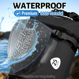 OSAH DRYPAK 25L Waterproof Dry Bag - Motorcycle Luggage Tail Bag with Straps for Back Seat, Roll Top Lightweight Waterproof Backpack Sack for Travel, Swimming, Boating, Kayaking, Camping and Beach