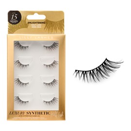 Lilly Lashes Luxury Synthetic Half Lashes (Pack of 4), False Eyelashes, Natural Looking Wispy Lash Strips, Multi-Pack Reusable Up To 15x, Eyelash Glue not Included (Enlightening)