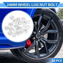 VekAuto 20pcs Wheel Lug Nut Bolt 24mm Rims Tire Nut Screws Dust Cap Cover Nut Protection Plastic White Exterior