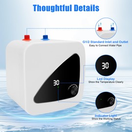 LIAPDG 1500W Electric Water Heater, 110V 2.11Gallon Electric Instant Hot Under Sink Stainless Steel Mini-Tank Water Heater for Kitchen, Lounge, Bathroom