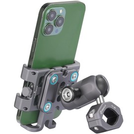 FANAUE Aluminum Anti-theft Bike Motorcycle Phone Mount with Vibration Dampener for bicycle/ATV/UTV/Scooter Handlebar, Compatible with RAM mounts B size phone holder Accessories for 5.5-7'' Smartphone.