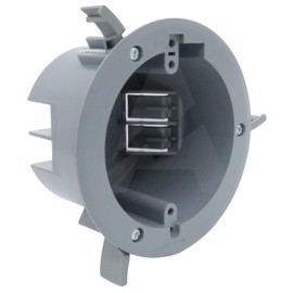 (Pack of 1) 4'' Old Work Round Electrical Box, One-Gang Grey PVC Junction Box, 18 Inch Capacity, Round Ceiling Remodel Box with Built-in Mounting Tabs, Three Mounting Wings, 2-Hour Fire Rated Walls