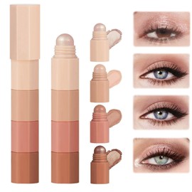 Metallic Shimmer Eyeshadow Stick - Creamy Nude Shades & Highlighter Pen, 4 Color Pencil Crayon for Eye & Face. Smooth & Long-lasting