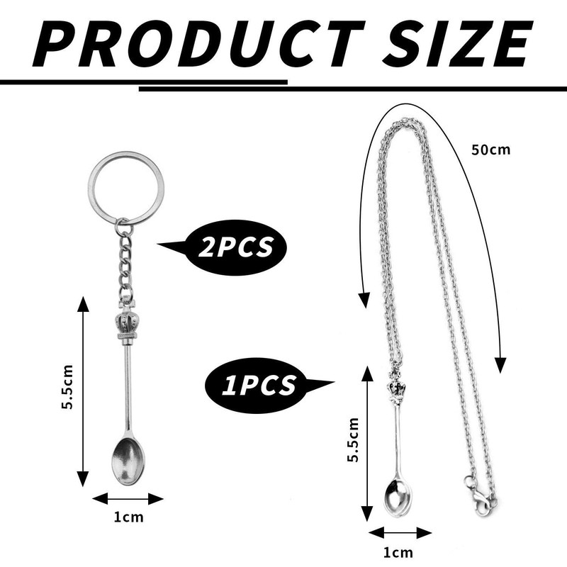 2 Pieces Spoon Keychain, 1 Spoon Necklace, Small Spoon for