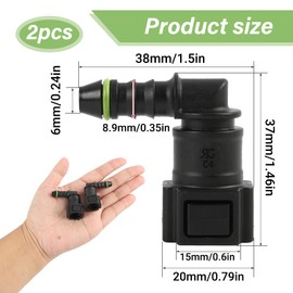 2 Stück Kraftstoffleitung Verbinder Schlauchkupplung, 90 Grad Schnellverbinder für Auto Kraftstoffleitungen, Plastik Verbinder mit 7.89mm ID6, Kraftstoffleitung Verbinder Schlauchkupplung