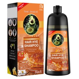XYZCREATIVE Black Hair Dye Shampoo 3 in 1 for Women & Men 100% Gray Hair Coverage - Herbal Ingredients Natural Plant Hair Color - Hair Dye in Minutes 500ML