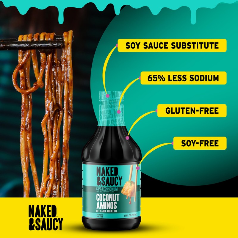 Naked & Saucy Low Sodium Coconut Aminos, Soy Sauce Substitute,