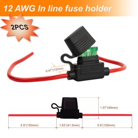 Gaoekoius 2 PCS 12 AWG Inline Fuse Holder with 30A Maxi Fuse– Waterproof, Heavy-Duty 12 Gauge Fuse Holder for Car Audio, Marine & Automotive Applications – High Current Protection (12AWG)