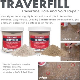StonePro Traverfill - Travertine Repair - Fills smalls pits, holes & voids in travertine & limestone (Dark 1 lb)