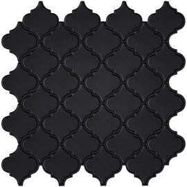 WalDecoo Arabesque Peel and Stick Backsplash for Kitchen, Matte Black 3D Self-Adhesive Kitchen Backsplash, Premium Stick on Backsplash for Bathroom (10Tiles, 12×12）