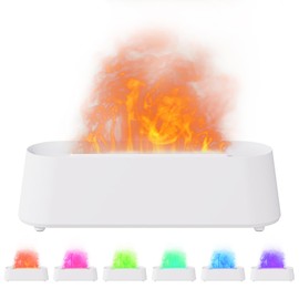 YALEDI Essential Oil Diffuser, Fireplace Fire Flame Aromatherapy Diffuser, 250ml Cool Mist Humidifier, Scent Aroma Diffuser with 7 Colors Light, Remote Control, Timer & Auto-Off for Home, Room (White)