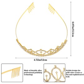 KroY PecoeD Crown Birthday Scarf, Gold Birthday Queen Scarf, Queen Tiara Princess Rhinestone Brooch Pearl Women Girls Birthday Accessories Decoration Gift