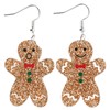 Whaline Christmas Gingerbread Man Acrylic Earrings Glitter Dangle Earrings Xmas