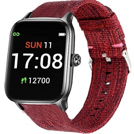 Compatible for Letsfit EW1 Band, Giaogor Breathable Nylon Woven Fabric Replacement Accessory Strap Compatible for Letsfit EW1 Smartwatch (Red)
