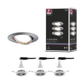 Paulmann 93420 Base LED recessed luminaire round incl. 3x5W recessed spotlight brushed iron spot metal recessed lamp 3000K GU10