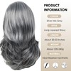 XIUFAXIRUSI XIUFAXIRUSI Grey Long Layered Wigs for Women Highlight Silver