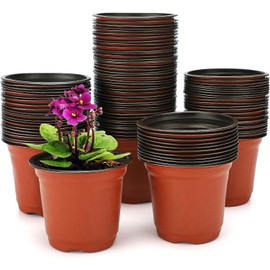 Ukipos Set de 100 Macetas de Plástico para Semillas, Plantas y Flores, Contenedor de Plantas con Agujeros de Drenaje, Macetas de jardín para Suculentas, Macetas de Cultivo de Semillas (4")