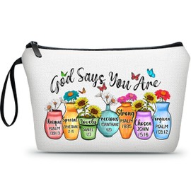 ARIOSEY - Regalos cristianos para mujeres, God Says You Are - Bolsa de cosméticos, suministros de estudio bíblico, accesorios bíblicos para mujeres, bolsa de maquillaje para bolso, regalos