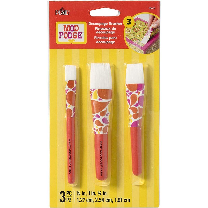 Mod Podge 10615 3 Piece Short Handle Brush Set