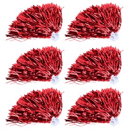Demeras 6Pcs Cheerleader Pom Poms For School Squad Cheer Sports Party Dance Accessories 7 Colors (Red)