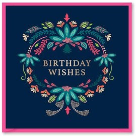 Design By Violet Indienne Birthday Wishes Greeting Card For Her Him Happy Birthday Thoughtful Present Blank Inside With Pink Envelope Stylish Floral Design 15cm x 15cm