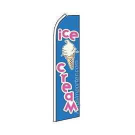 AES Ice Cream Blue Pink Swooper Super Feather Advertising Marketing Flag Double Stitched Fade Resistant Premium Quality