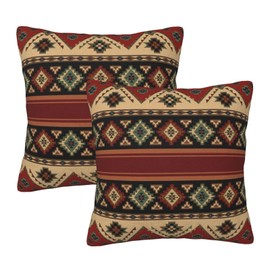 Llylumty Ethnic Tribal Pillow Covers,Western Decoration Boho Aztec Red Black Pillow Cover Western Decor Throw Pillow Cases for Outdoor Home Decor Set of 2 18x18 Inch