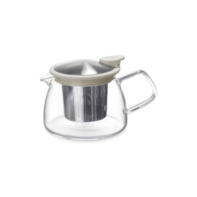 Forlife Bell Glass Teapot with Basket Infuser, 14-Ounce/430ml, White