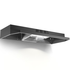 Zomagas Under Cabinet Range Hood 36 inch, Ducted/Ductless Vent Hood with 2 Speeds Fan, Black Range Hood with Rocker Button Control, Kitchen Hood 280CFM, Bright LED Light