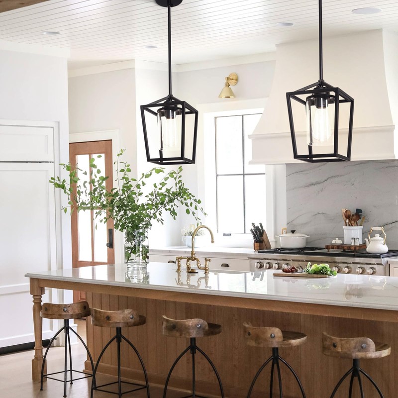JIAYASHOUS Black Pendant Lights Kitchen Island, 1-Light Light Fixtures, Farmhouse