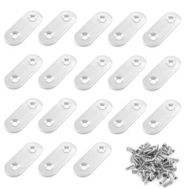 20 Pcs Flat Bracket Stainless Steel Flat Straight Brace Brackets Flat Fixing Brackets Bracket Connector Plates for Repair Fixing Furniture