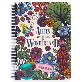 Steel Mill & Co Cute Mini Spiral Notebook, Small 8.25" x 6.25" Journal with Durable Hardcover and 160 Lined Pages, Alice's Adventures in Wonderland (Floral Nonsense)
