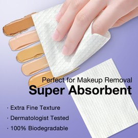 Top-Tip’s BeautyClean Disposable Face Towels for Makeup Removal, Biodegradable, Ultra Soft & Absorbent, Wet & Dry Dual Use Facial Cloth for Skincare & Cleansing, 7.88”x10”, 40 Count