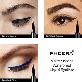 AQUAPURITY PHOERA® WATERPROOF LIQUID EYELINER PEN BROWN BLACK AND 4 MORE COLOURS SMUDGE PROOF EYE LINER LONG LASTING MAKEUP COSMETICS UK (102 dark brown)