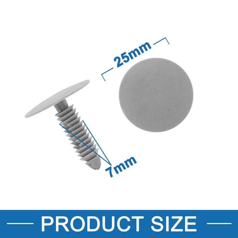 A ABSOPRO Plastic Rivets 7 mm Plastic Grey (Set of