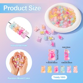 Craftdady 100G Transparent Bear Acrylic Beads 18x11.5mm Colorful Gummy Bear Beads Cute Animal Spacer Beads for DIY Craft Bracelet Necklace Earring Ring Jewelry Making
