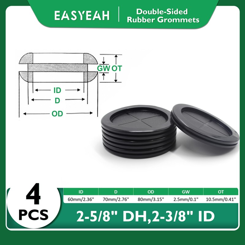 EASYEAH 2-5/8 in Rubber Grommets for Wiring, 2-3/8 in ID,